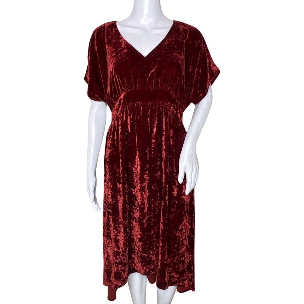 Cabi Dress Womens Small Red Grace Crush Velvet Port Tribute 3696 Casual Boho Y2K